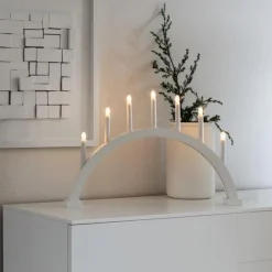Adventsstake 7 armet buet - Hvit