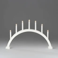 Adventsstake 7 armet buet - Hvit