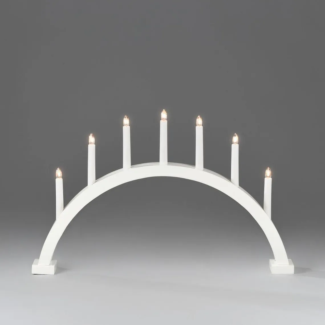 Adventsstake 7 armet buet - Hvit