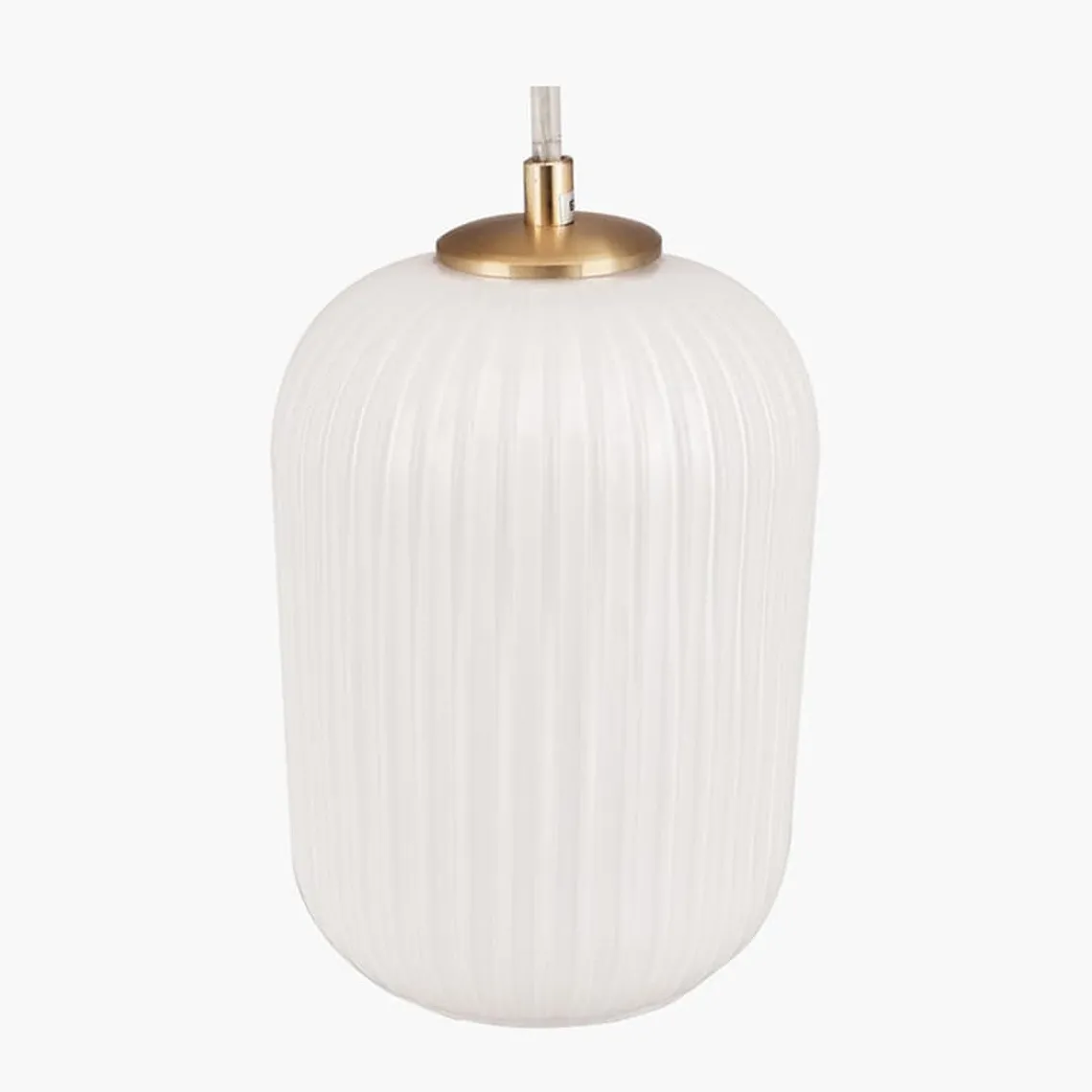 Alessia takpendel 15 cm ribbet glass - Opal/Messingfarget