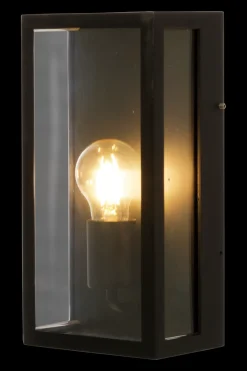 Arendal vegglampe utendørs IP44 E27 - Svart/Klart glass