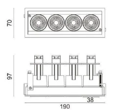 Aria mini flex K4 downlight justerbar 4x5W 3000K RA90 Dimbar - Svart