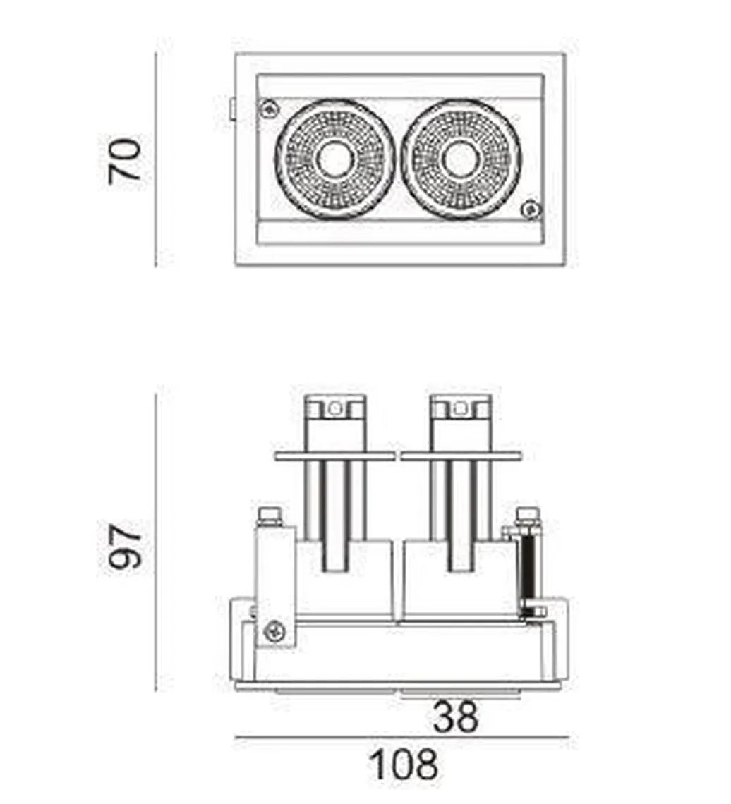 Aria mini flex K2 downlight justerbar 2x5W 2700K RA90 Dimbar - Svart