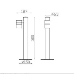 Arne pullert utendørs IP44 GU10 50 cm - Satin Krom