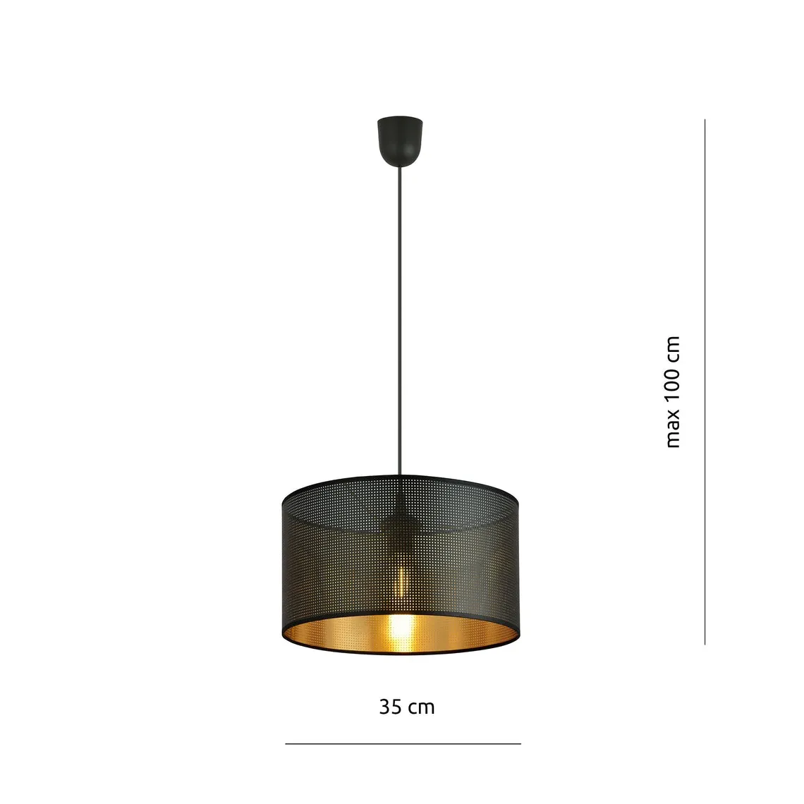 Aston takpendel 35 cm - Svart/Gullfarget