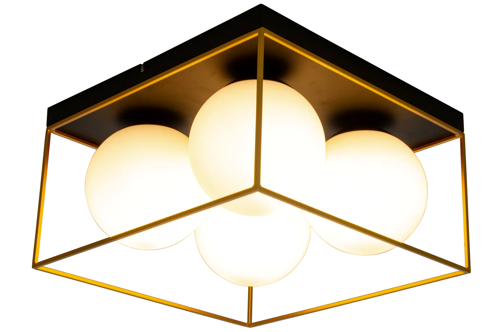 Astro taklampe 36x36 cm - Svart/opal/gullfarget