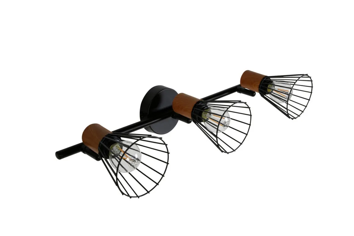 Atticus tak-/vegglampe 3 lys - Svart/Trefarget