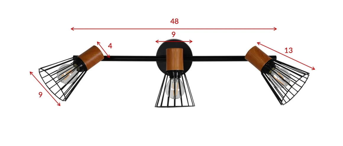 Atticus tak-/vegglampe 3 lys - Svart/Trefarget