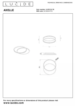 Axelle taklampe 24W 2700 Kelvin 3-step dim