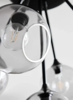 Ballroom Molecule taklampe - svart base/sotet glass