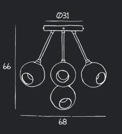 Ballroom Molecule taklampe - svart base/sotet glass