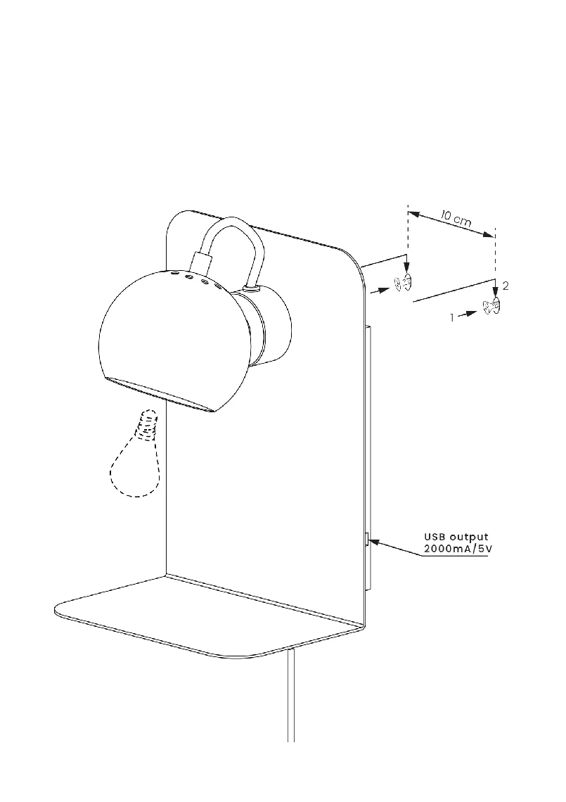 Ball vegglampe m/USB