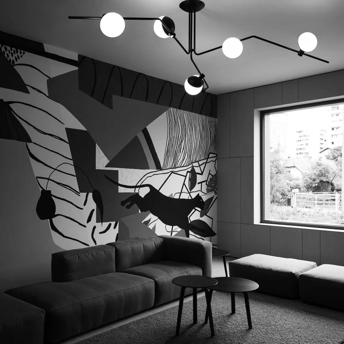 Baluna taklampe 6 lys - Svart/Opal
