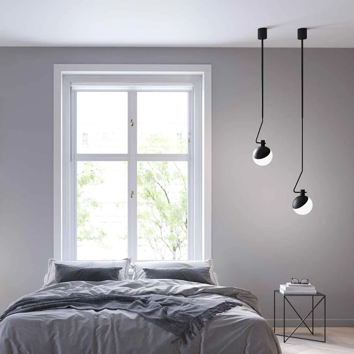 Baluna taklampe - Svart/Opal