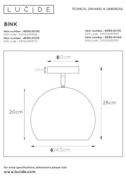 Bink taklampe 25 cm - Grønn