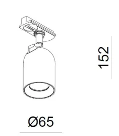 Bullet 2 meter spottskinne med 5 spotter 1T GU10 - Pure white