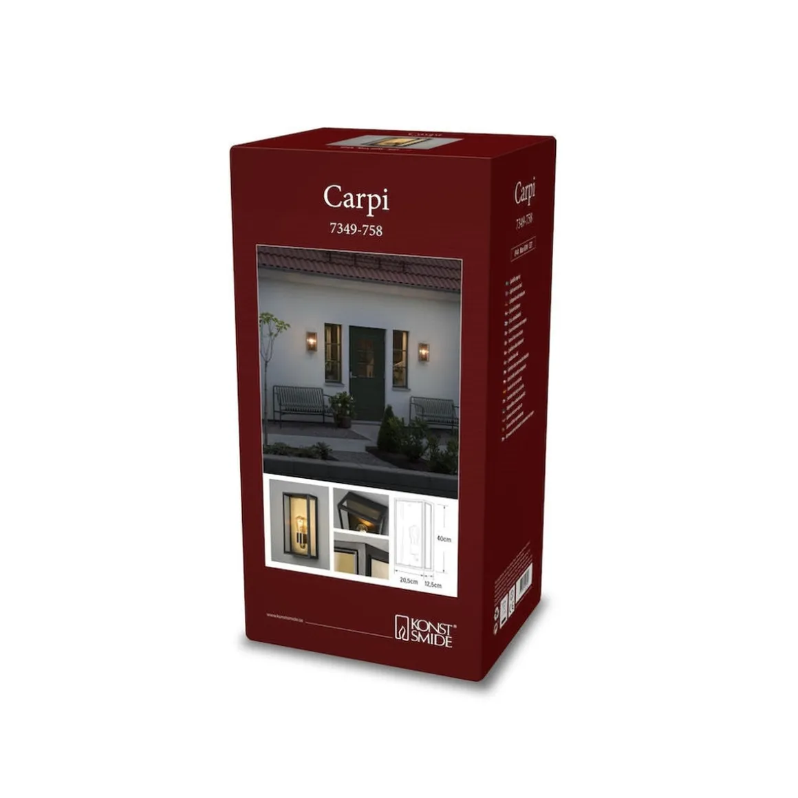 Carpi vegglampe utendørs H40 cm IP44 - Svart/Messing