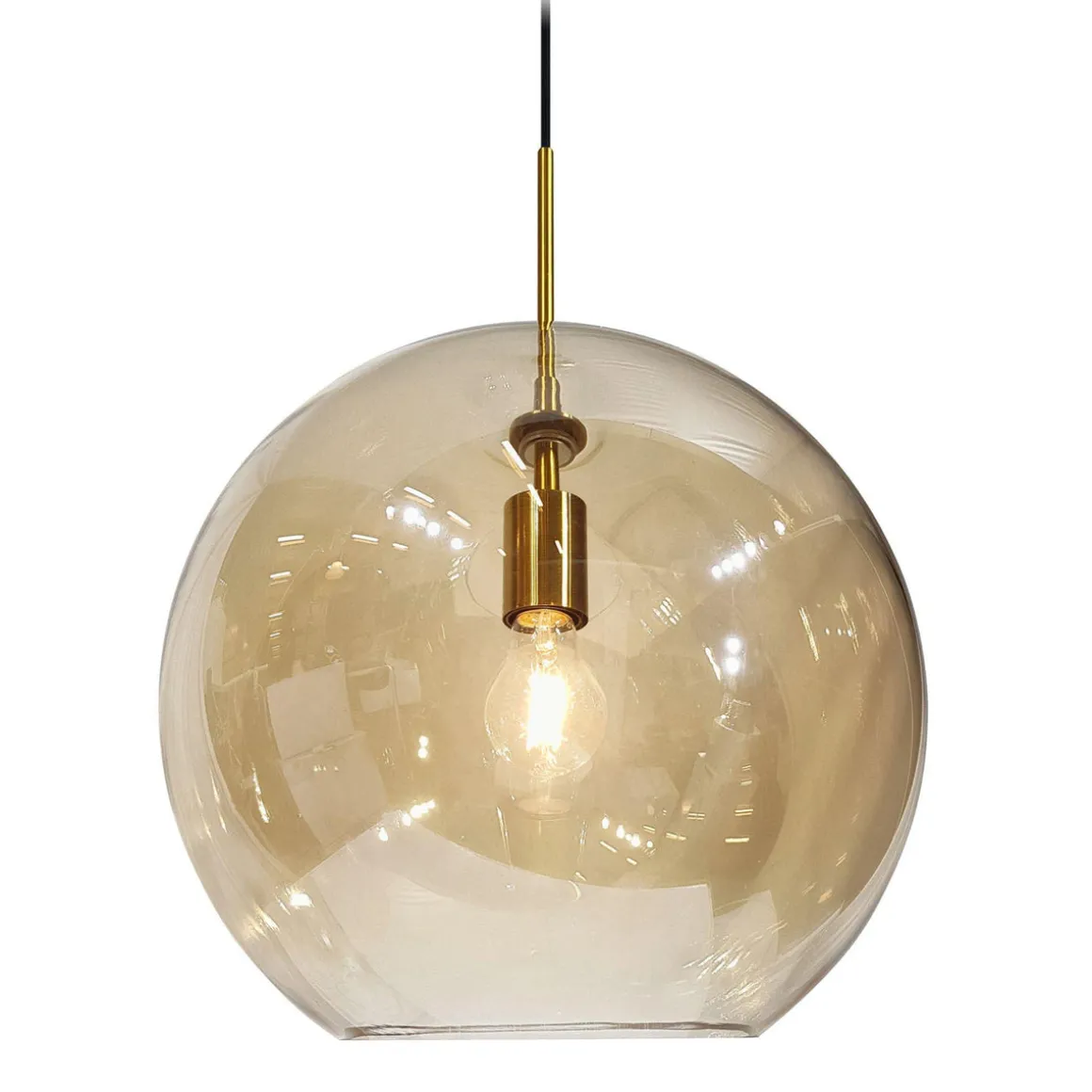 Chester takpendel 35 cm - Messing/Amberfarget glass