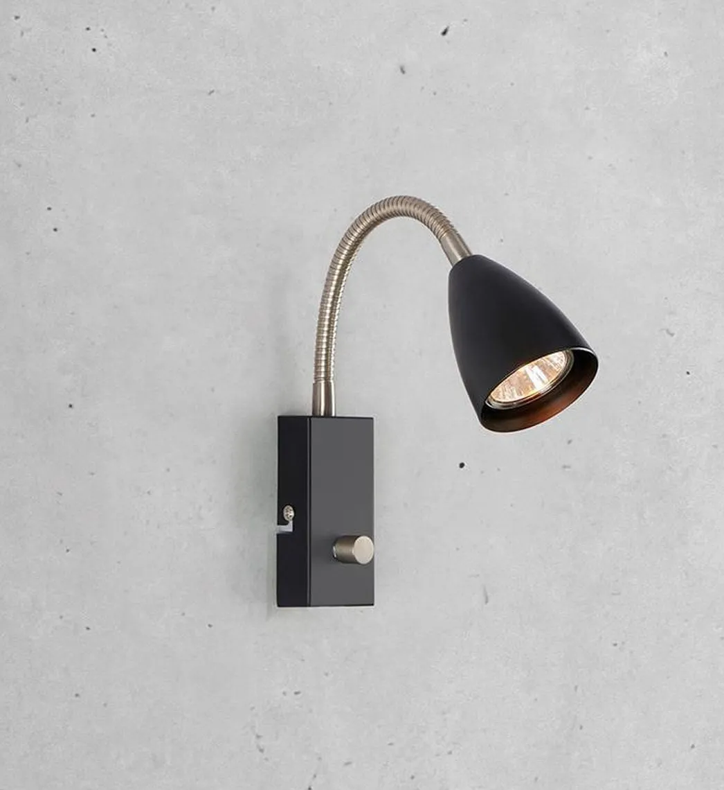 Ciro flex vegglampe - Svart/stål - Svart / Stål