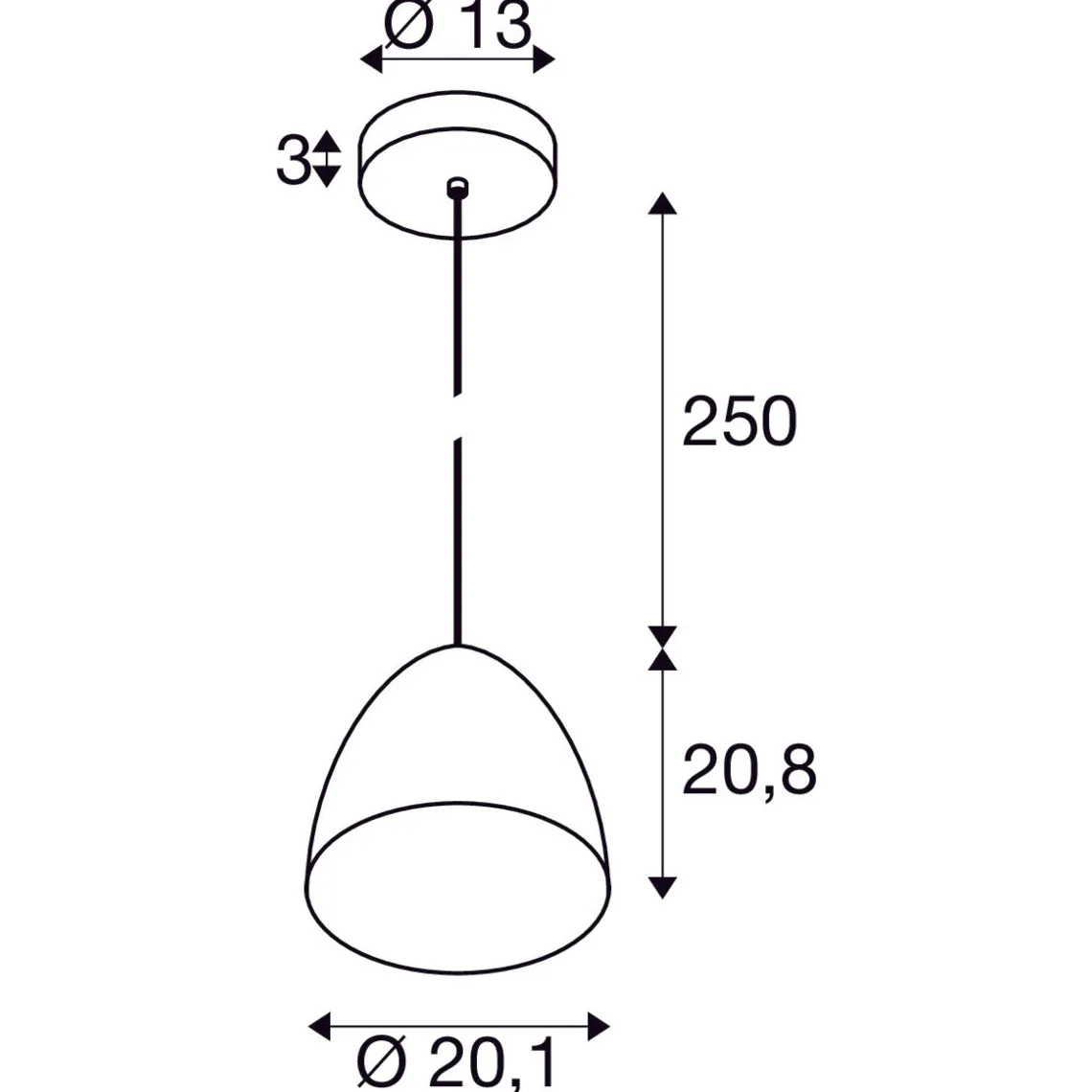 Cone 30 cm takpendel