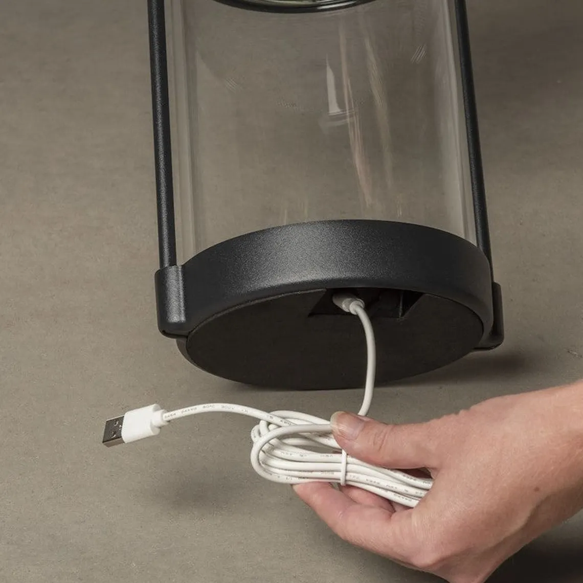 Crotone lanterne bord/gulv 30 cm IP54 oppladbar USB/Solcelle - Svart