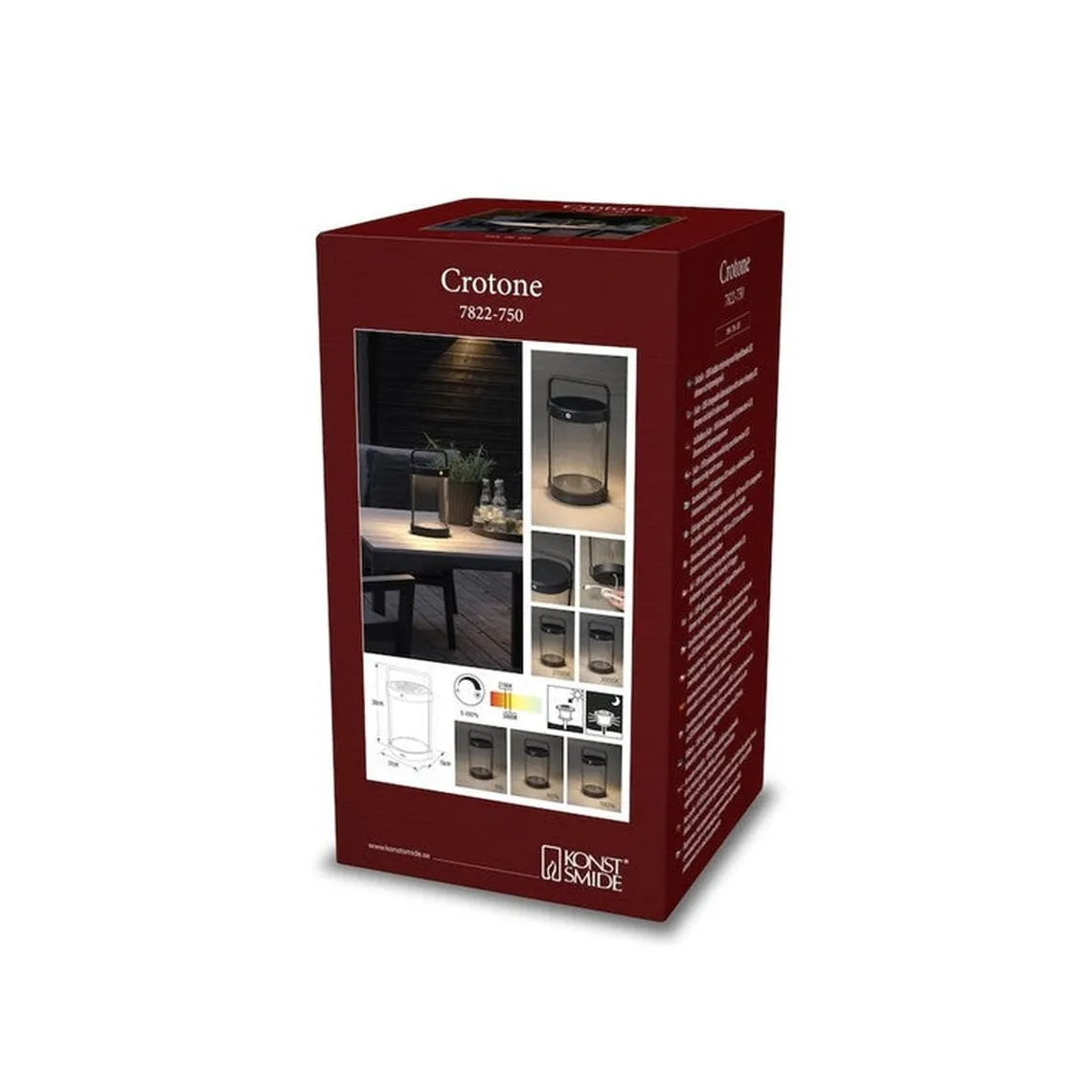 Crotone lanterne bord/gulv 30 cm IP54 oppladbar USB/Solcelle - Svart