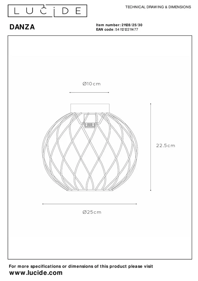 Danza taklampe 25 cm