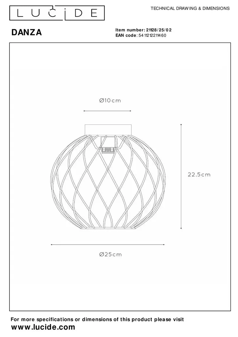 Danza taklampe 25 cm