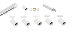 Designline Tube Pro komplett 1,9 meter spotskinne med 5 spotter GU10 - Hvit