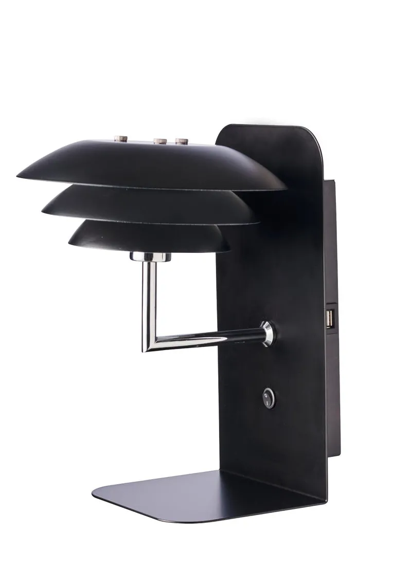 DL20 vegglampe m/USB - Svart