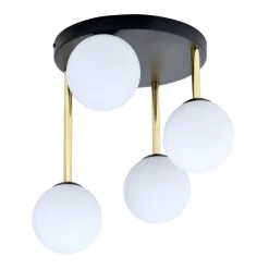 Dolce taklampe 4-lys - Svart/Opal/Gullfarget