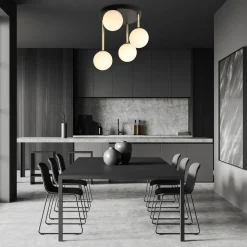 Dolce taklampe 4-lys - Svart/Opal/Gullfarget