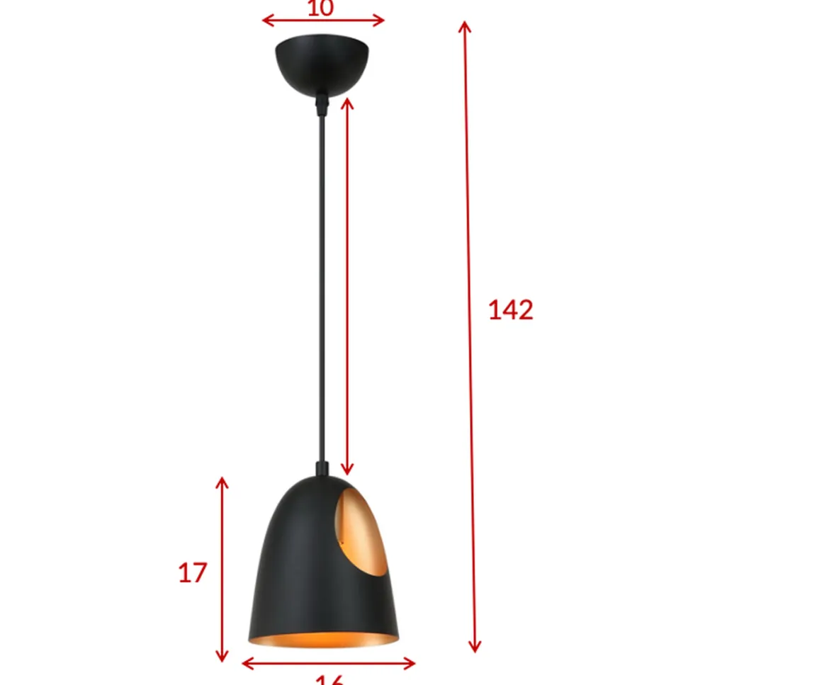 Elda takpendel 16 cm - Svart/Kobber
