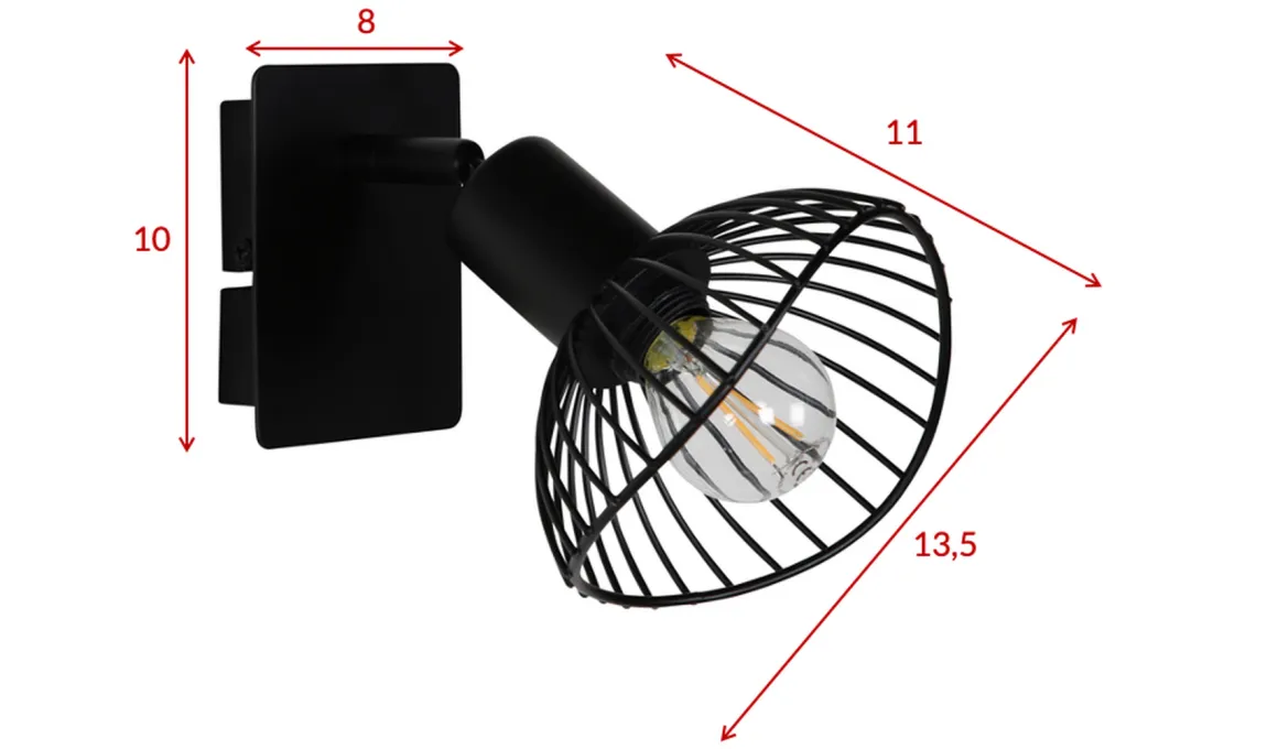 Elsa justerbar vegglampe - Svart