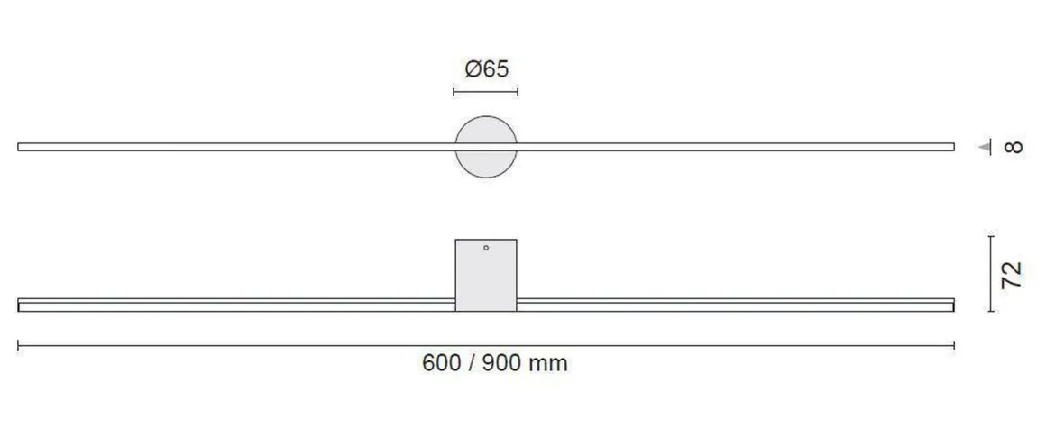 Eros 600 vegglampe IP44 dimbar Inwards - Svart
