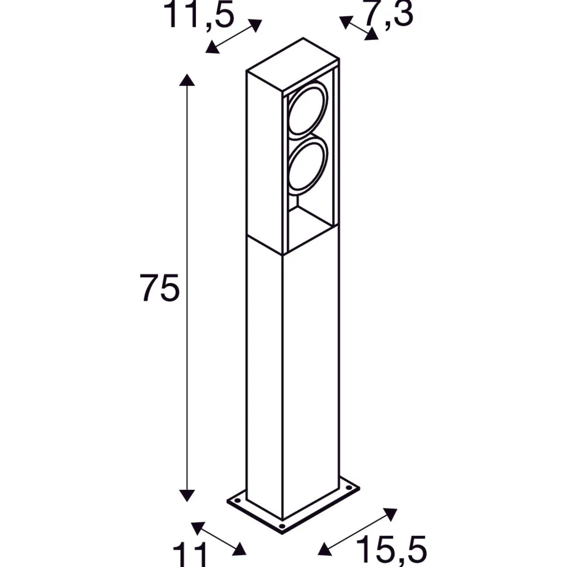 Eskina pullert 75 cm IP65 27W 3000/4000 Kelvin