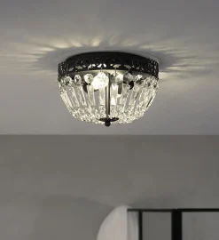Etienne taklampe 25 cm - Svart/Klar - Svart / Krystall