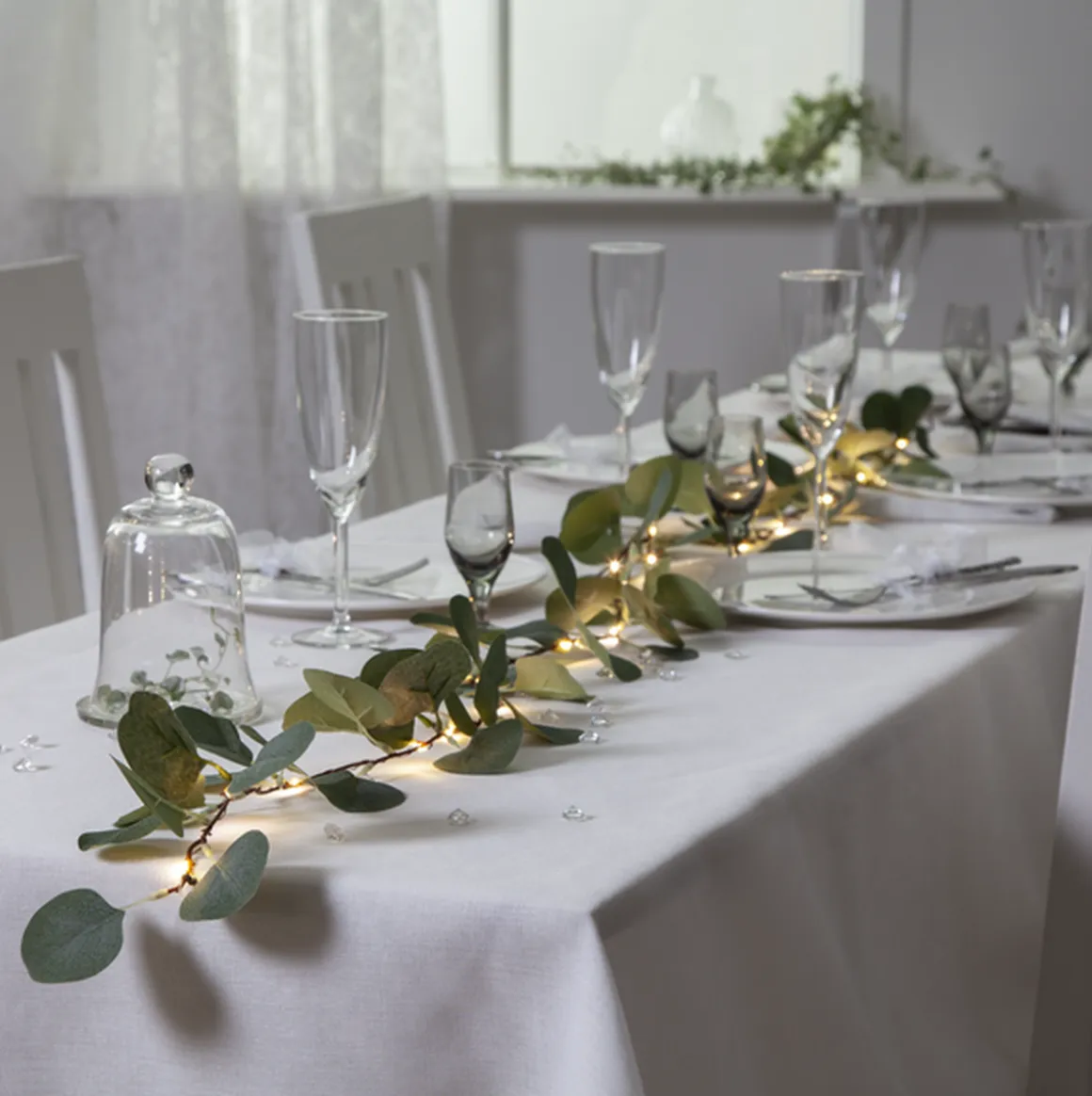 Eukalyptus dekorslynge med lys
