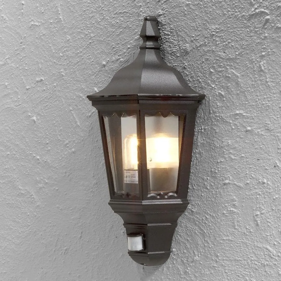 Firenze vegglampe utendørs med sensor - Svart