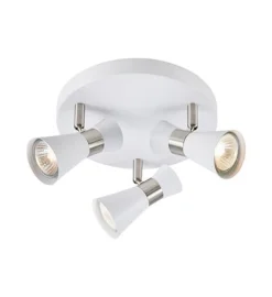 Folie taklampe 3-spot - Hvit/Nikkel farget - Hvit / Nikkel