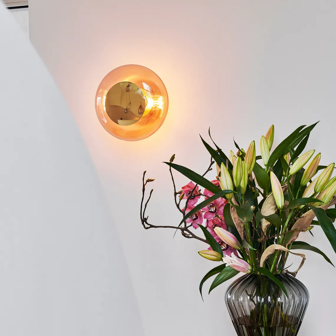 Horizon taklampe/vegglampe S - Korall/Gull