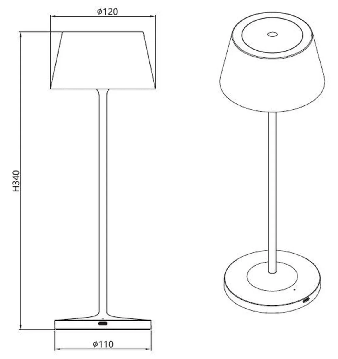 Iris oppladbar bordlampe 1,9W 2300K IP54