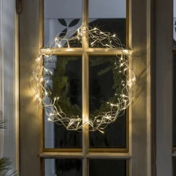 Julekrans med lys 45 cm varmhvit led - Sølv