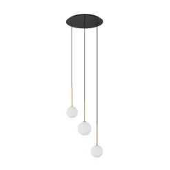 Karo rondell takpendel 3-lys - Svart/Opal/Gullfarget