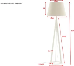 Kona gulvlampe 160 cm - Hvit