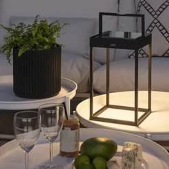 Lanterne Dimbar LED USB og Solcelle - Svart