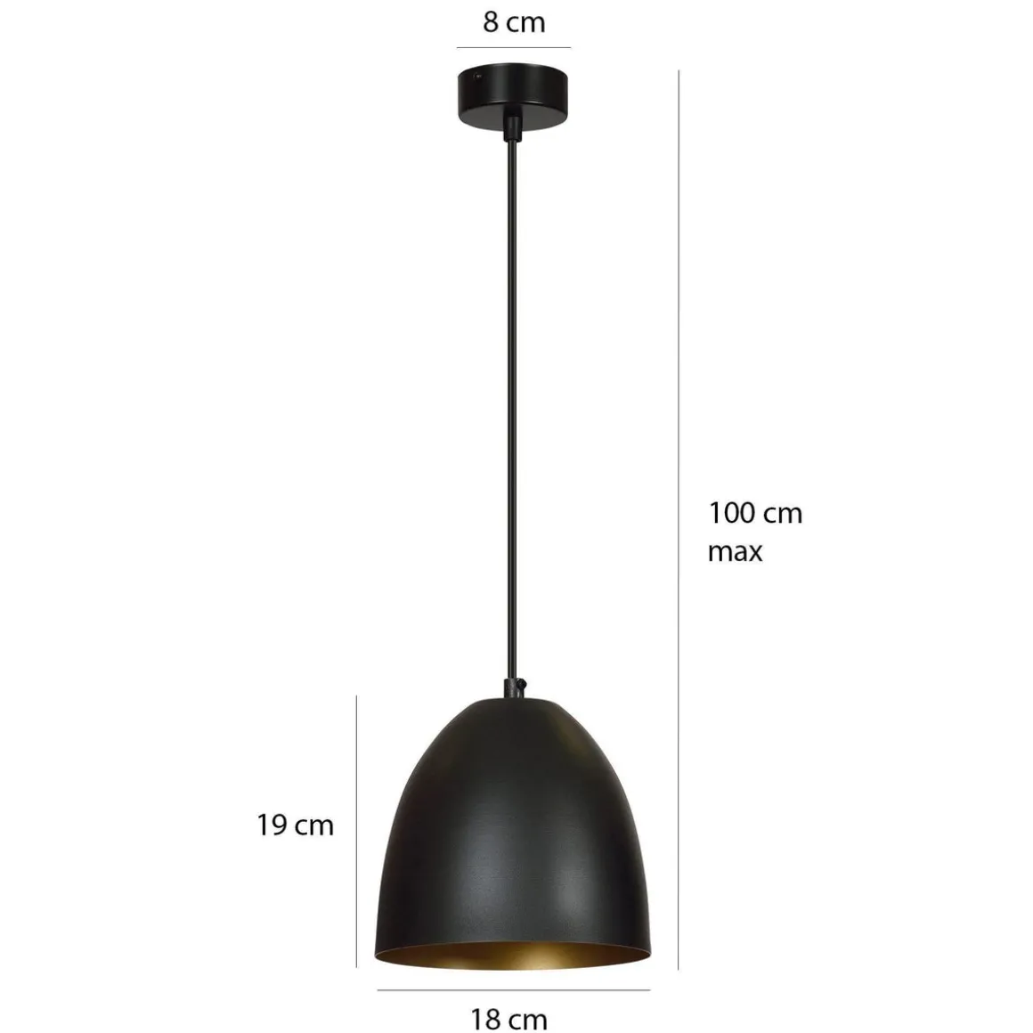 Lenox takpendel 1 lys - Svart/Gullfarget