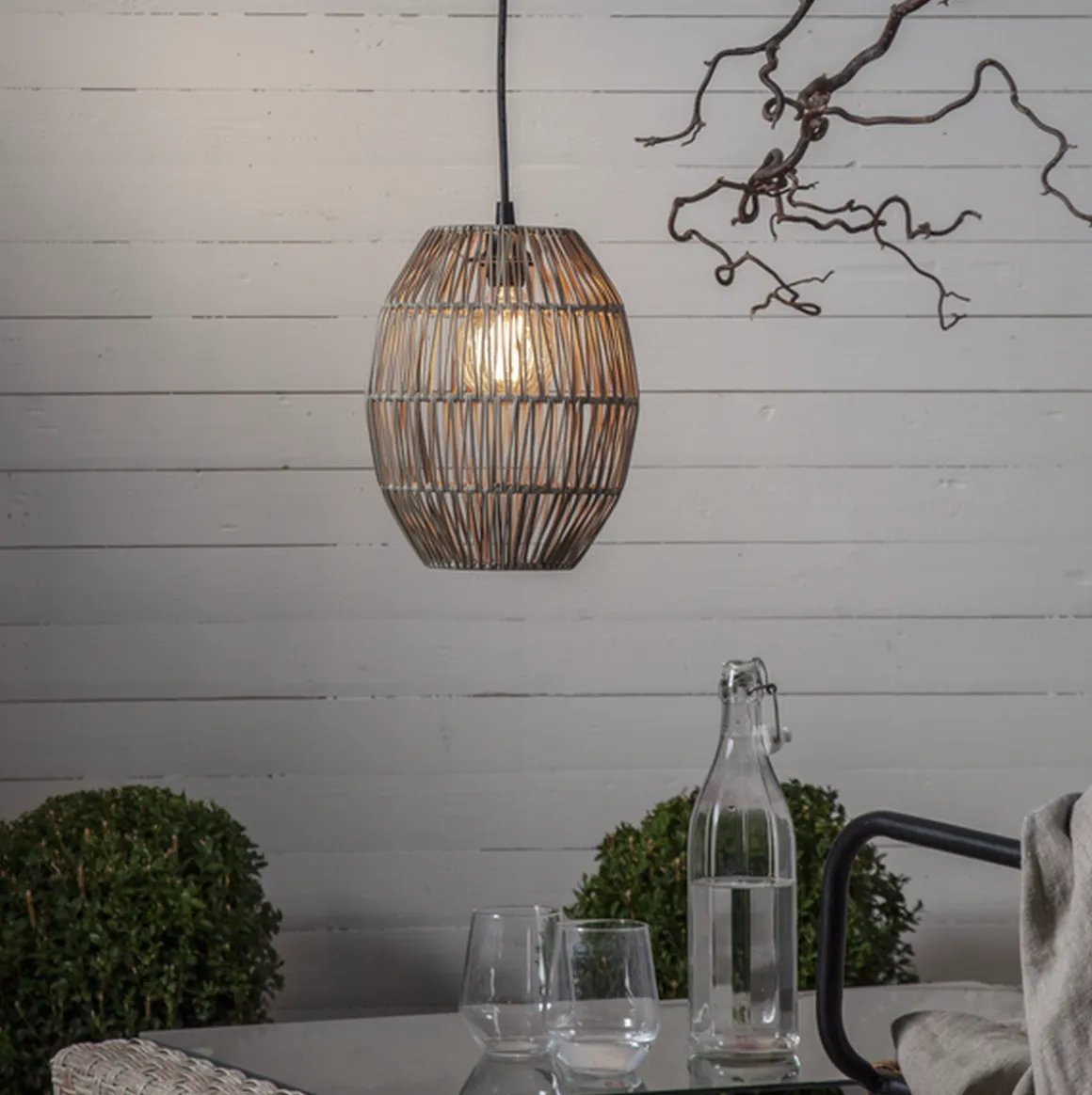Linde utendørs lampeskjerm 24 cm IP44 - Grå/beige