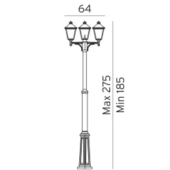 London 483 lyktestolpe 185-275 cm 3 lyktehoder - Hvit