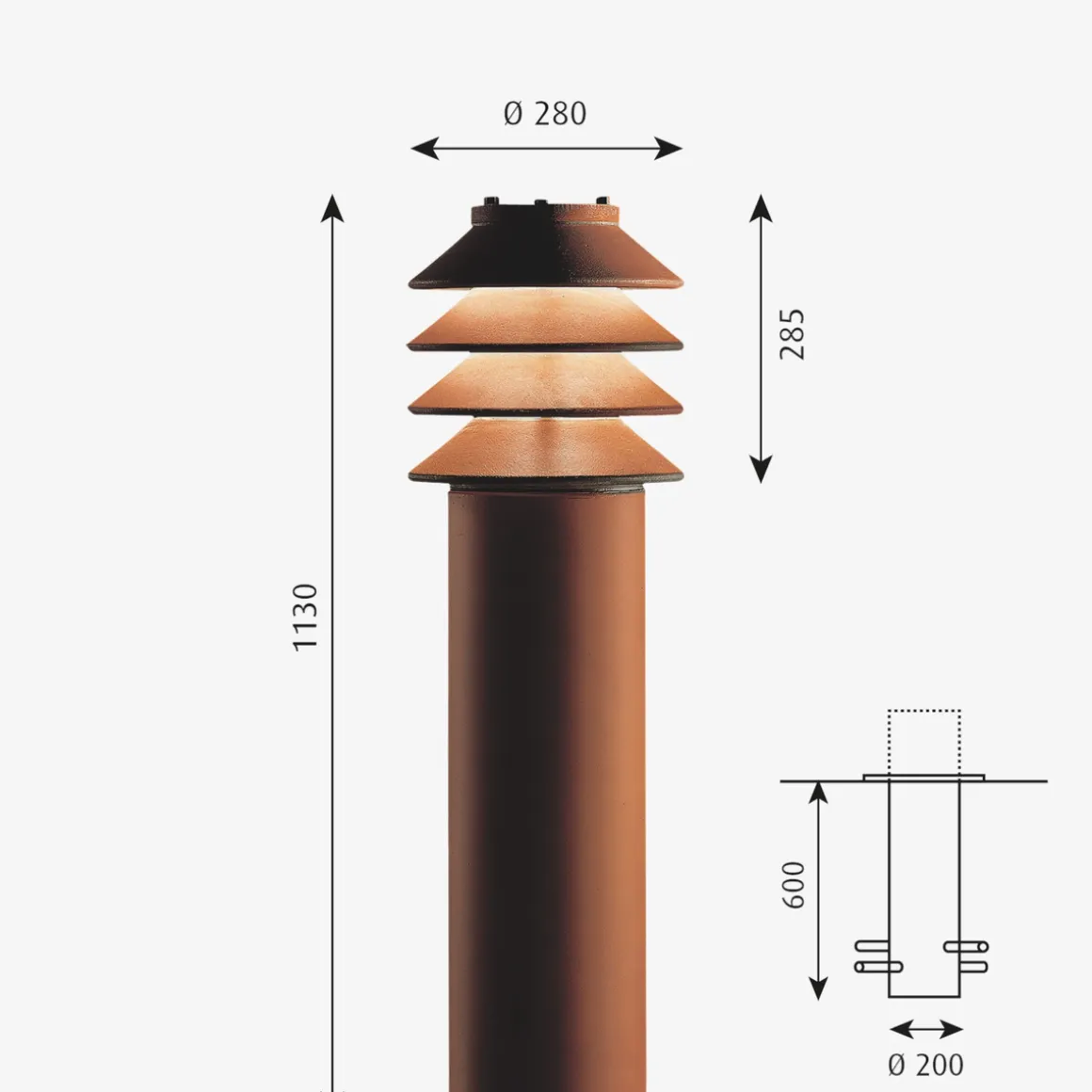 Louis Poulsen Bysted Pullert M/Fotplate - Corten